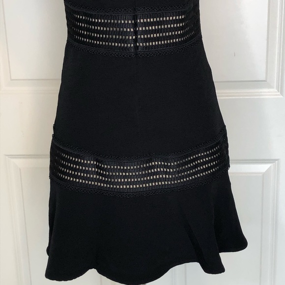 SANDRO Dress 2 Black Eyelet Tie Bow A-line Tulip Sleeveless Paris XS cocktail - Picture 6 of 8